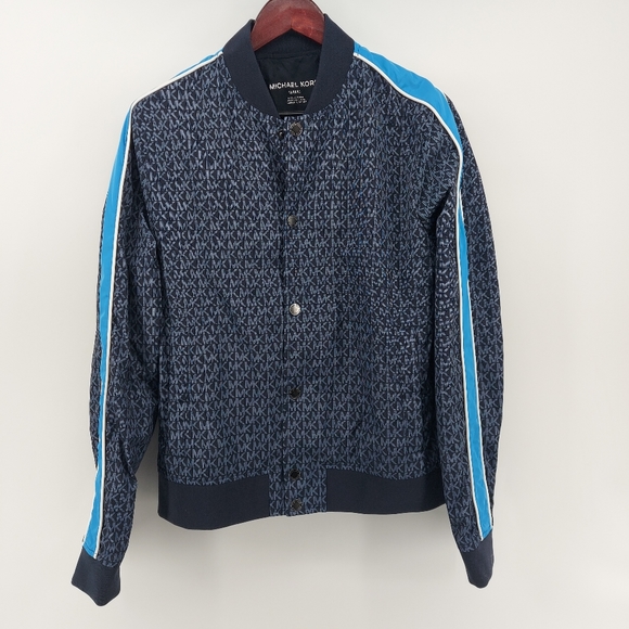 MICHAEL KORS MENS Logo Tape Baseball Jacket Size Medium - Picture 1 of 7